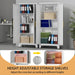 61-Inch Tall White Metal Storage Cabinet Barn-Doors