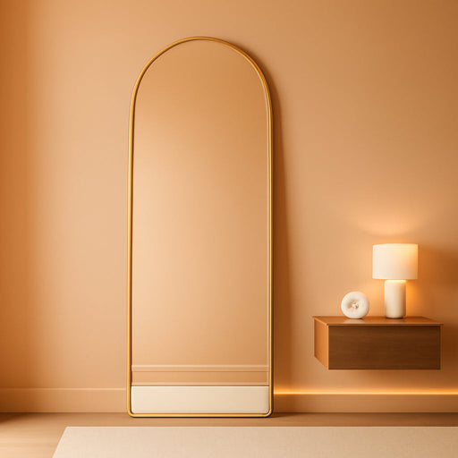 Full Length Mirror, 58" X 18" Arched Full Body Mirror Large Standing Floor Mirrors, Mirrors for Bedroom, Bathroom, Living Room Standing or Wall Leaning, Gold