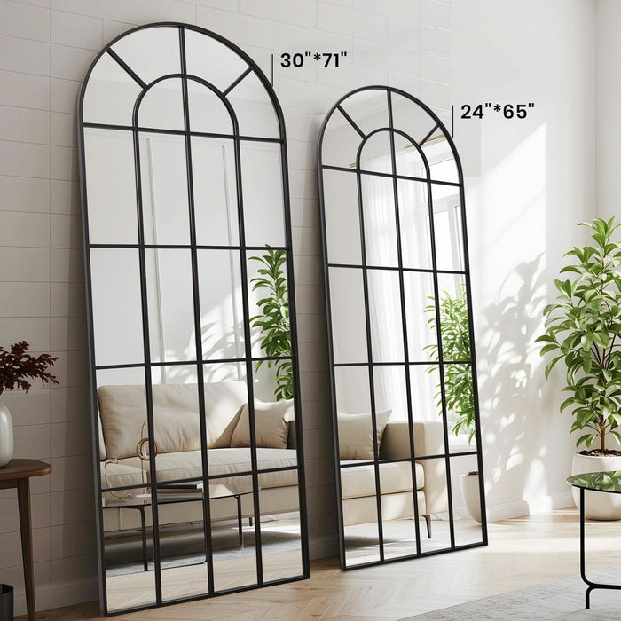 ElegantArched Windowpane 71x30 Full Length Mirror Black