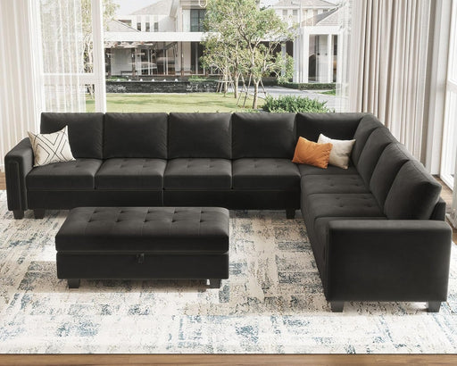 Grey Modular Sectional Sofa L-Shaped, Oversized, Storage