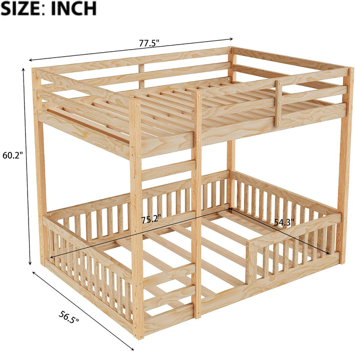 Premium Solid Pine FullOverFull BunkBed Rails Natural