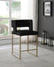Caleb Collection Modern | Contemporary Counter Height Stool with Unique Square Back and Sturdy Iron Legs, Set of 2 Black Velvet, 19.5" W X 20.5" D X 36" H - ShipItFurniture