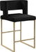 Caleb Collection Modern | Contemporary Counter Height Stool with Unique Square Back and Sturdy Iron Legs, Set of 2 Black Velvet, 19.5" W X 20.5" D X 36" H - ShipItFurniture