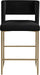 Caleb Collection Modern | Contemporary Counter Height Stool with Unique Square Back and Sturdy Iron Legs, Set of 2 Black Velvet, 19.5" W X 20.5" D X 36" H - ShipItFurniture