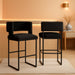 Caleb Collection Modern | Contemporary Counter Height Stool with Unique Square Back and Sturdy Iron Legs, Set of 2 Black Velvet, 19.5" W X 20.5" D X 36" H - ShipItFurniture