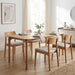 Mid-Century 63" Oak Color Dining Table with Curved Edges | Modern Solid Wood Legs Rectangular 6-Person Kitchen Table for Dining Room Living Room