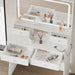 Vanity Desk with LED Lighted Mirror & Power Outlet, Makeup Vanities Table with 4 Drawers,Storage Bench,Dressing Table for Bedroom White