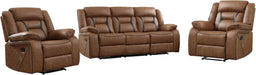 Faux Leather Recliner Sofa Furniture Set for Living Room, 2 Recliner Chairs, 3 Seat Reclining Sofa Couch Set for Meeting Room, Brown