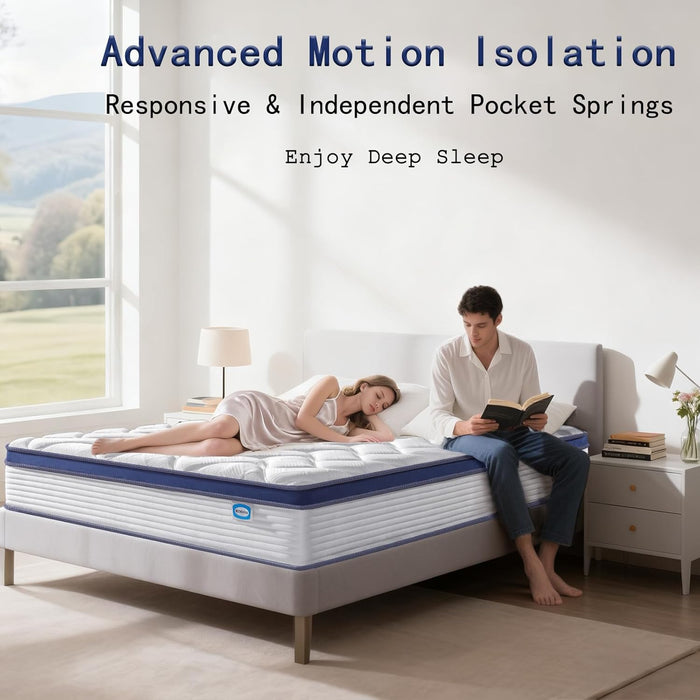 King Mattress 12 Inch, Hybrid King Size Mattress with Memory Foam & Pocket Springs, Certipur-Us Certified, Medium Firm, Motion Isolation, King Bed Mattress in a Box for Pressure Relief
