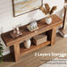 63 Inches Farmhouse Console Table, 2-Tier Entryway Table with H-Shaped Base, Narrow Entry Table Long Sofa Table Wood Hallway Accent Table for Entrance, Hallway, Living Room (Brown)
