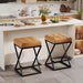 Backless Bar Stools Set of 2, 26 Inch Counter Barstools, PU Brown | Industrial Metal Bar Stools, Backless Faux Leather Seat, X-Frame Footrest,Space-Saving, 26" Counter Height, for Kitchen,Cafe