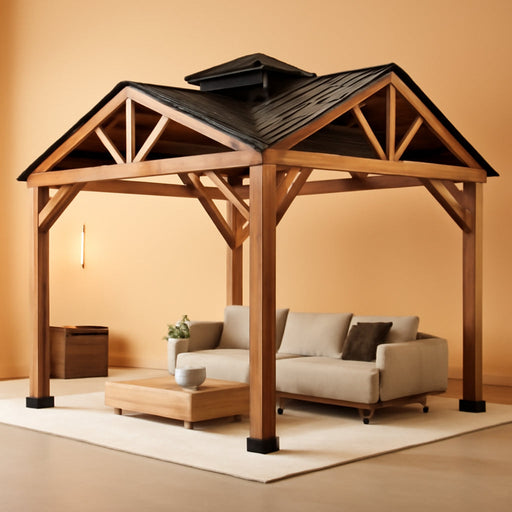 Cedar Wood Gazebo 12x12 Weatherproof Exterior Durability