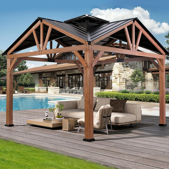 Cedar Wood Gazebo 12x12 Weatherproof Exterior Durability