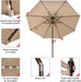 USA 10-Year-Non-Fading 9Ft Market Patio Umbrella, Commercial Grade Table Sun Umbrella with 80 Solar LED Lights, Crank Open, Windproof & UPF 50+ UV Protection for Garden, Deck, Pool, Backyard, Heather Beige