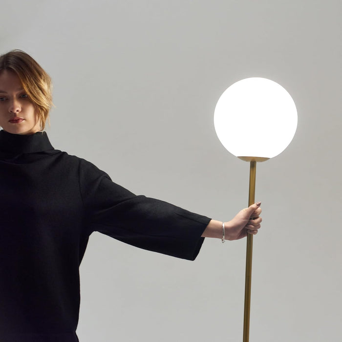 Brass Gold LED Floorstanding Luminaire Frosted Globe