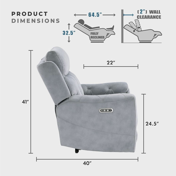 Wll Hugger Power Double Reclining Sof, Microfiber Home Theter Seting, Chrging Ports/Hidden Cup Holders/djustble Hedrest/Dimond Tufting, Power Recliner Couch for Living Room, Gry