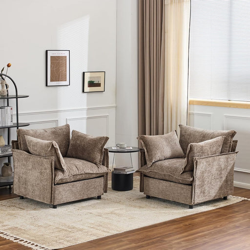 34 Inch LuxuriouslyOversized LightBrown Upholstered Accent Chairs