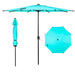 9Ft Outdoor Patio Umbrella W/ Push Button Tilt and Crank, 8 Ribs, Turquoise