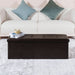 Folding Storage Ottoman Bench, Brown Faux Leather Long Storage Chest Footstool Seat, Bench for Bedroom and Hallway, 43.3"X15.7"X15.7"
