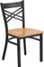 2 Pack HERCULES Series Black ''X'' Back Metal Restaurant Chair - Natural Wood Seat