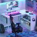 L Shaped Gaming Desk with LED Lights, 42 Inch Computer Desk with Monitor Stand & Open Storage Cabinet,Writing Study Corner Desk for Home Office Bedroom, White