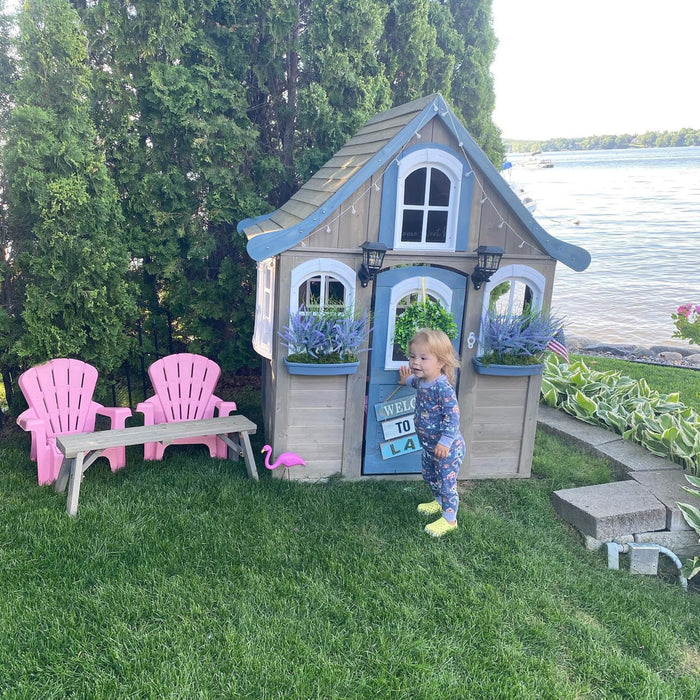 Forestview II Wooden Outdoor Playhouse with Ringing Doorbell, Bench and Kitchen