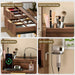 47" Vanity Desk with 5X Magnifying Mirror & 3-Color LED Light, Fluted Glass Top Makeup Table, USB Charging & Hair Dryer Holder, Dressing Table with Adjustable Shelves for Bedroom, Dark Walnut