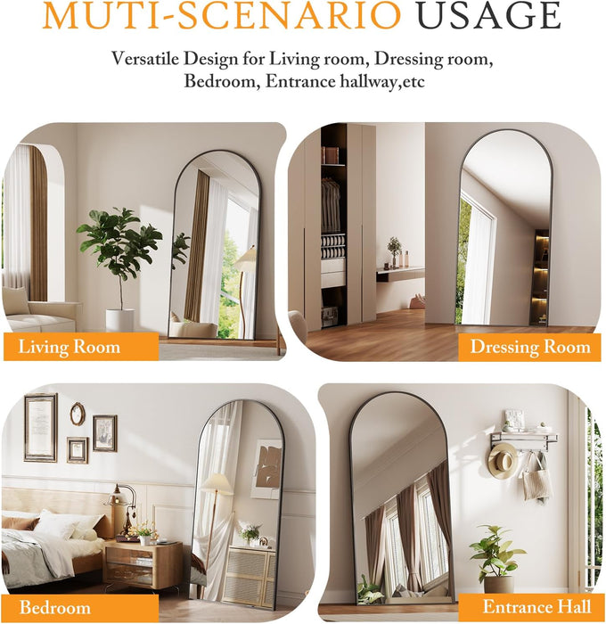 78"X38" Arched Full Length Mirror, Full Body Floor Mirror, Black