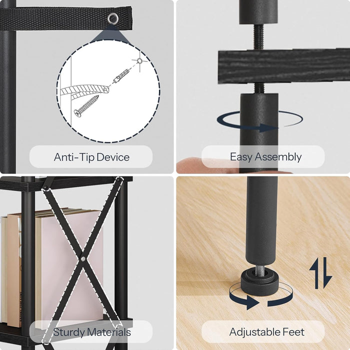 Black Industrial Grade Tall Corner Bookshelf Storage