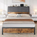 Queen Bed Frame, Ergonomic Padded Headboard, Integrated Charging Ports, Storage in the Headboard, Robust Construction, Quiet Comfort, and Designed to Be Used without a Box Spring