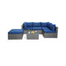 6 Pieces Outdoor Rattan Sofa Set with Seat and Back Cushions