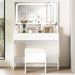 Vanity Desk with LED Lighted Mirror & Power Outlet, Makeup Vanities Table with 4 Drawers,Storage Bench,Dressing Table for Bedroom White