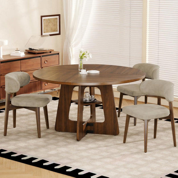 ContemporarySolidWood 47InchRoundDiningTable ForSix