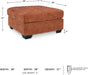 Aviemore Casual Square Oversized Accent Ottoman for Living Room, Orange