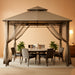 Gazebos for Patios 10X12 - Outdoor Steel Frame Gazebo with Mosquito Netting for Lawn Backyard Garden Deck (Khaki)