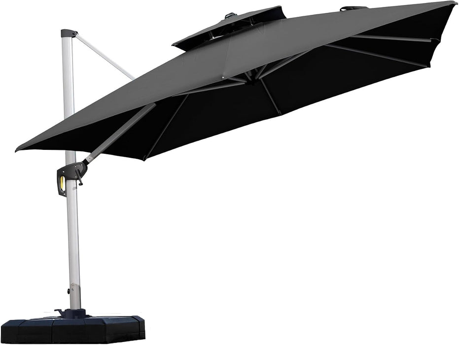 Cantilever Patio Umbrellas 10' X 10' Square Double Top, Black