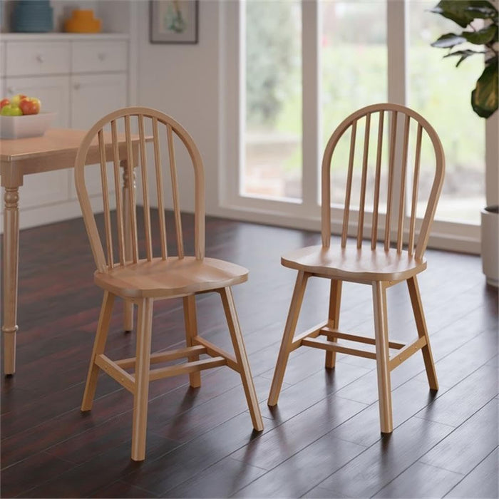 Windsor 2-Piece Chair Set, Solid Wood, Natural Finish