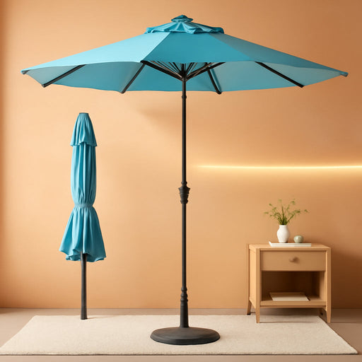 9Ft 2-Tiers Patio Umbrella,Outdoor Market Table Umbrella with Push-Button Tilt & Crank | UV Protection,Suit for Backyard,Garden,Pool,Deck