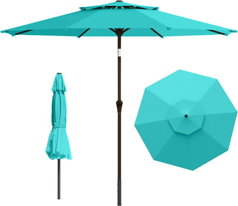 9Ft 2-Tiers Patio Umbrella,Outdoor Market Table Umbrella with Push-Button Tilt & Crank | UV Protection,Suit for Backyard,Garden,Pool,Deck
