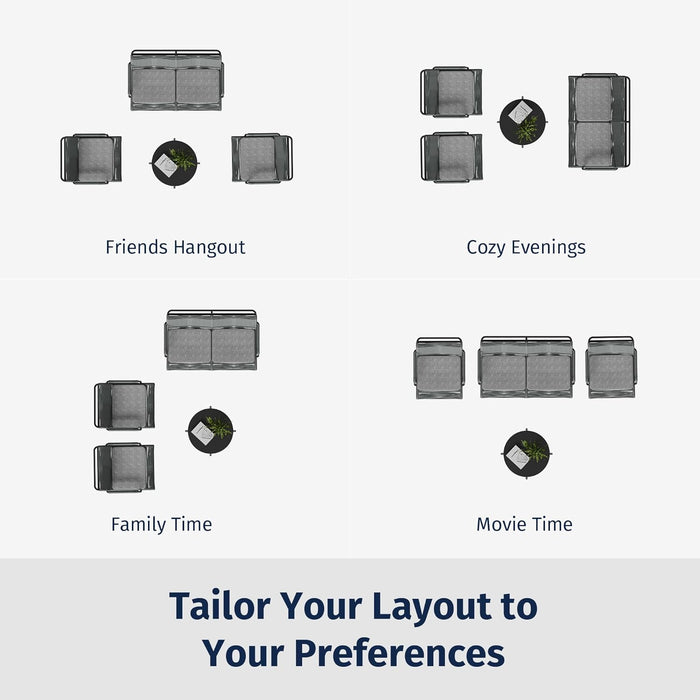 4 Piece Patio Furniture Set, Outdoor Furniture with PE Wicker Rattan Chairs and Coffee Table, Modern Patio Conversation Set with Soft Pad for Garden, Backyard and Porch, Misty Grey