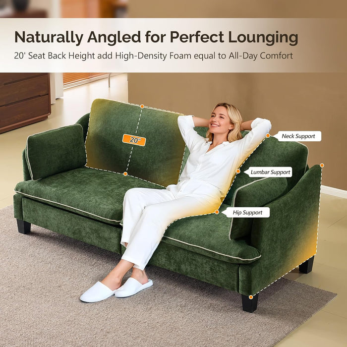 84Inch Extra Deep Luxuriously Textured LinenVelvet Sofa