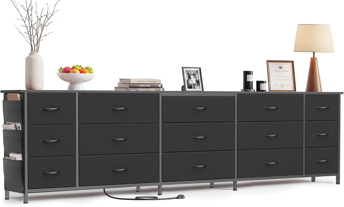 80.7" 15-Drawer Long Dresser for Bedroom, TV Stand for 65-85" Tvs