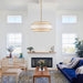19.7" Gold Drum Chandelier with White Linen Lampshade 4-Light Modern Farmhouse Chandelier Light Fixture for Dining Room, Kitchen Island, Foyer Entryway Bedroom