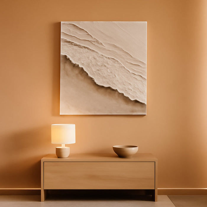 Art Hand-Painted White and Brown Gradient Wavy Texture Abstract Oil Painting 40X28-Inch Canvas Oil Painting an Artwork Suitable for Home and Office Wall Decoration