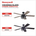 Ceiling Fans Carnegie Industrial 52 Inch Ceiling Fan with Light, Remote Control Fan, LED Indoor Fan with 5 Blades, Gray Pine and Brown Chestnut Blade Finish Options, Matte Black (50614-01)