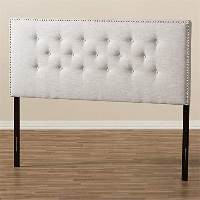Windsor Tufted King Panel Headboard in Grayish Beige