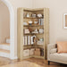 Corner Bookshelf 71 Inch Weathered WalnutFinish Organizer