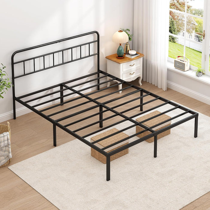 Full Bed Frame with Classin Headboard, Black