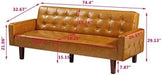 Brown PU FullGrain Leather SpaceSaving ThreeSeater Sofa