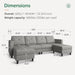 Light Gray U-Shaped Sectional Sofa with Chaise